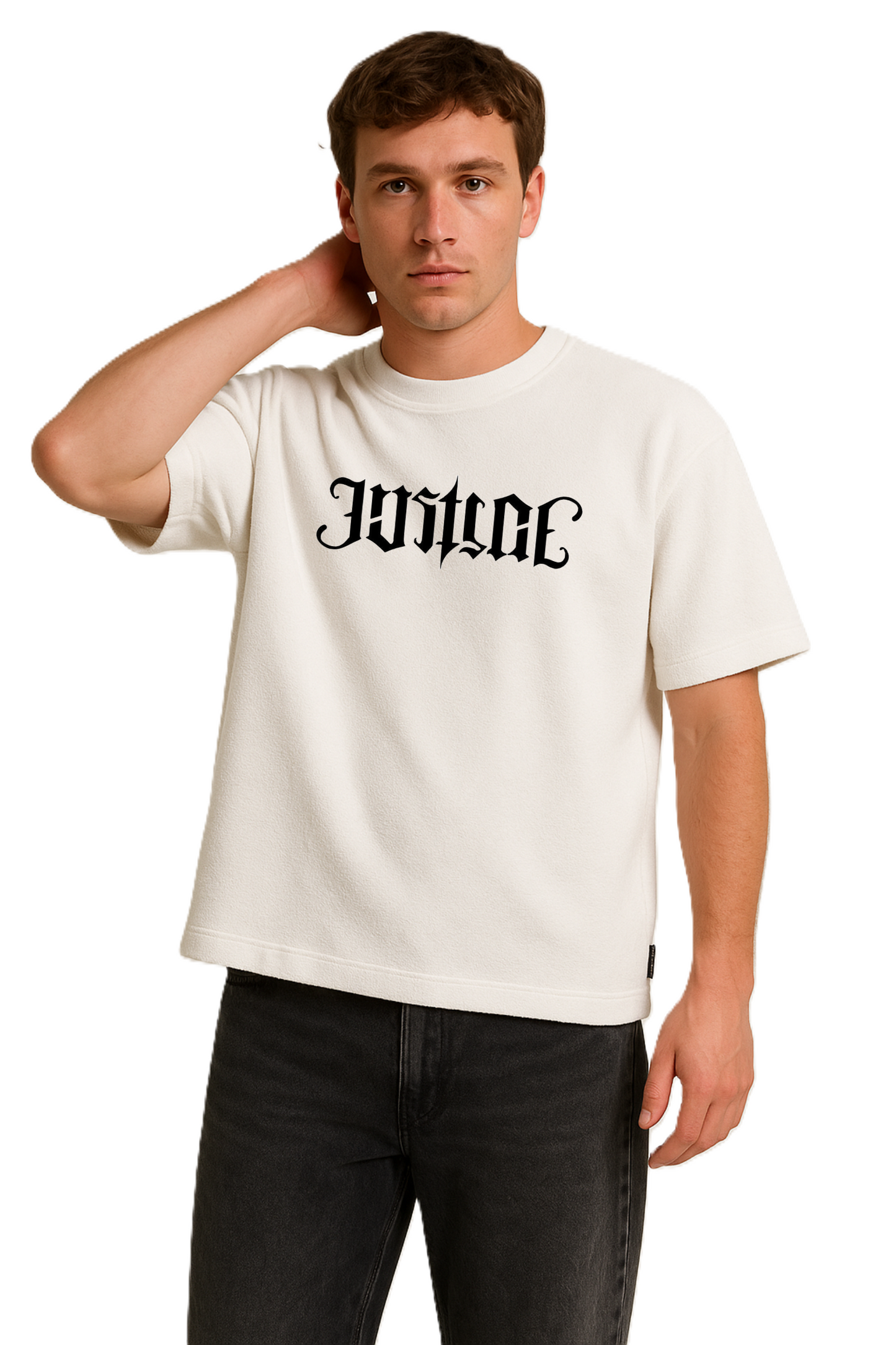 "JUSTICE Oversized Graphic T-Shirt โ Angel Warrior Edition"